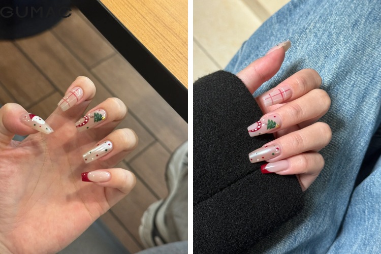 mau nail noel co hinh cay keo giang sinh